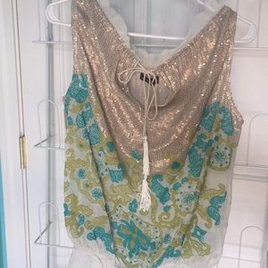 Anthropolgie Glimmered Garden Share Blouse